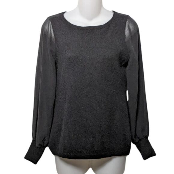 CHARTER CLUB Luxury Cashmere Sheer Sleeve Sweater - Picture 1 of 6